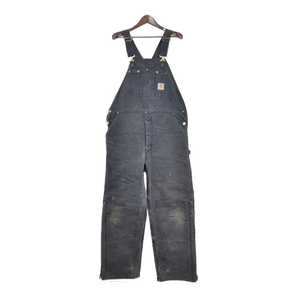 Carhartt カーハート ダック ダブルニー ビブオーバーオール 大きいサイズ ワーク ブラック (メンズ W41 L30相当) 中古 古着 S9992