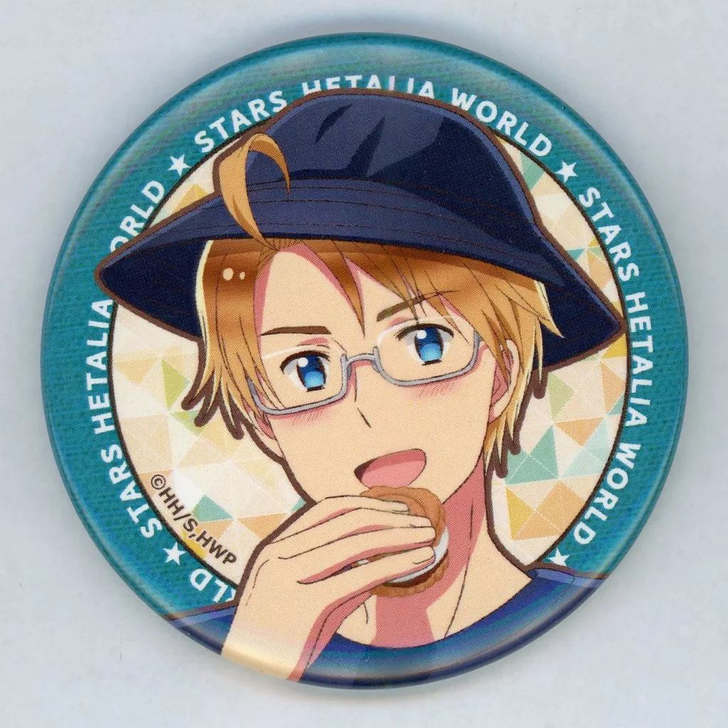 ヘタリア アメリカ カラオケの鉄人 缶バッジ 中古】バッジ・ビンズ アメリカ 「ヘタリア World☆Stars