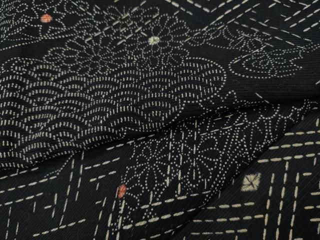 平和屋着物極上 夏物 小紋師 黒岩秀硯 江戸小紋 絽 行儀 黒×