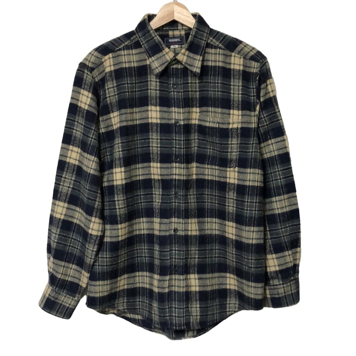 VAN バン 長袖シャツ サイズL メンズ - ダークグレー×ダークネイビー×ベージュ チェック柄|VANSPORTS