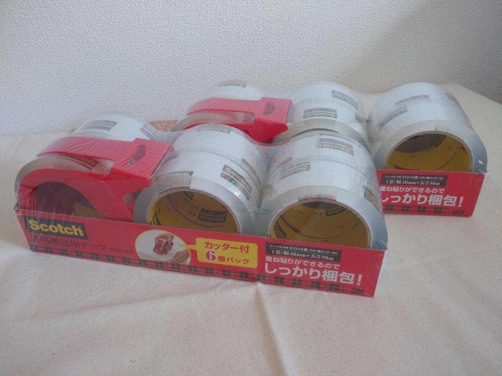 スコッチ3M 梱包用透明テープ カッター付 6巻×2パック mokamoka セレクトshop メルカリ