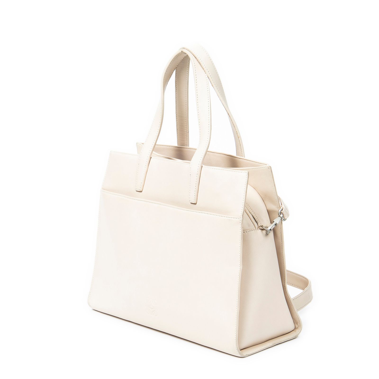 LOEWE ロエベアナグラムジップトップハンドルベージュスムースカーフスキンレザーAB