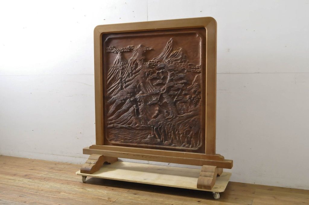 欅一枚の板衝立て 国内職人の一貫作業 欅衝立て