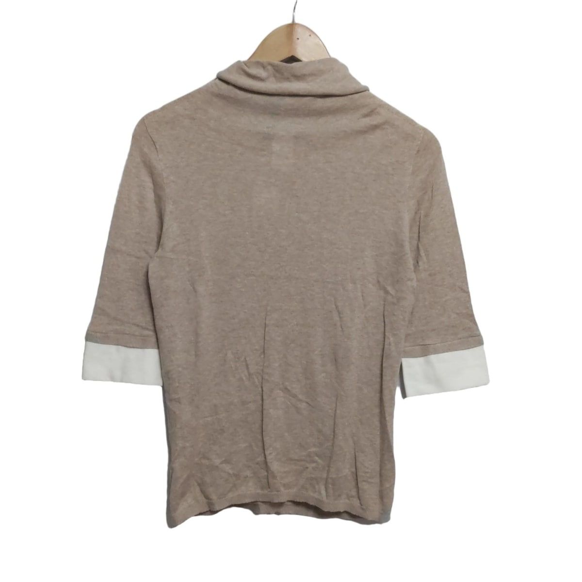 CIVIDINI チヴィディーニ 七分袖セーター サイズ42 M レディース - ピンクベージュ×白 タートルネック