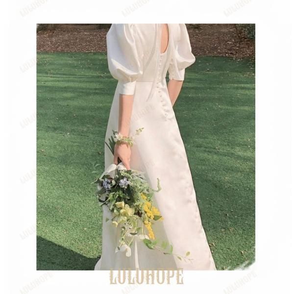 夏 ウェディングドレス 白 パーティードレス ウエディングドレス エレガント 簡約 パーティー 花嫁ロングドレス ワンピース 結婚式 二次