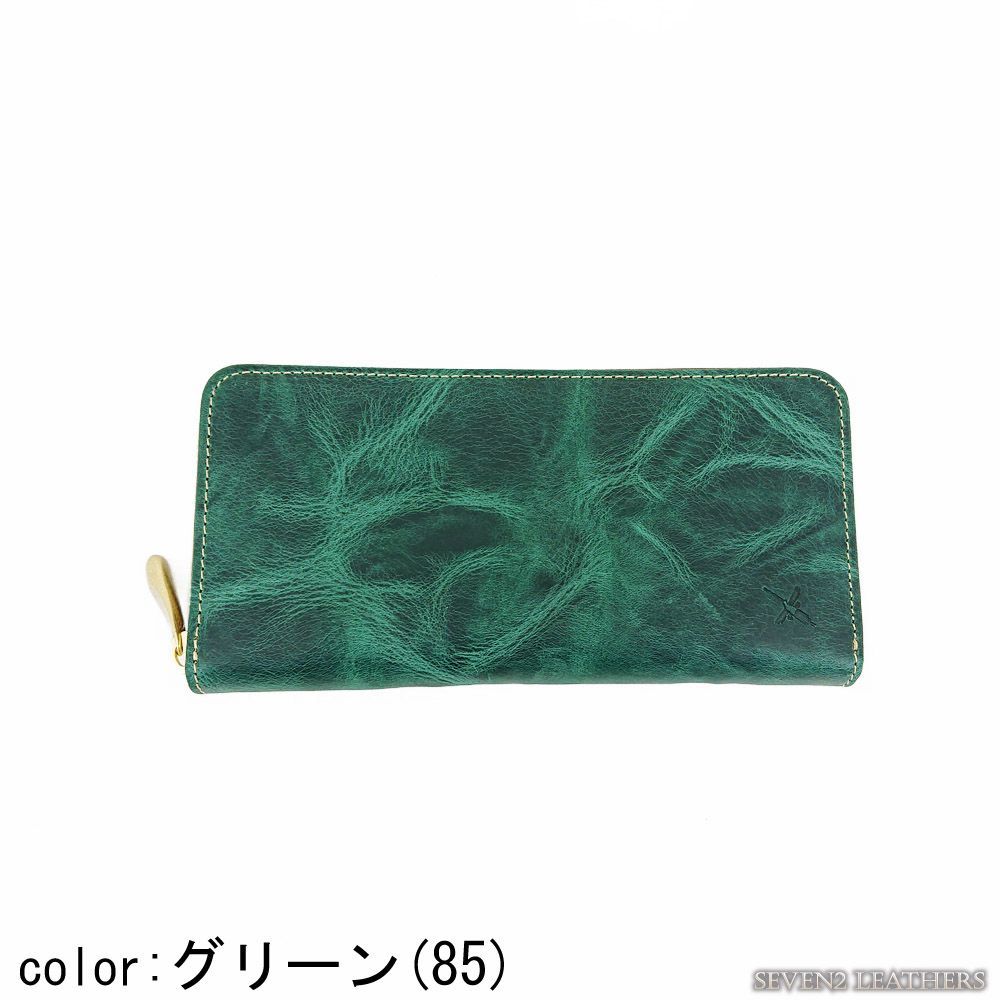 Ain Soph アインソフ 長財布 ワクシープレス ラウンドファスナー 