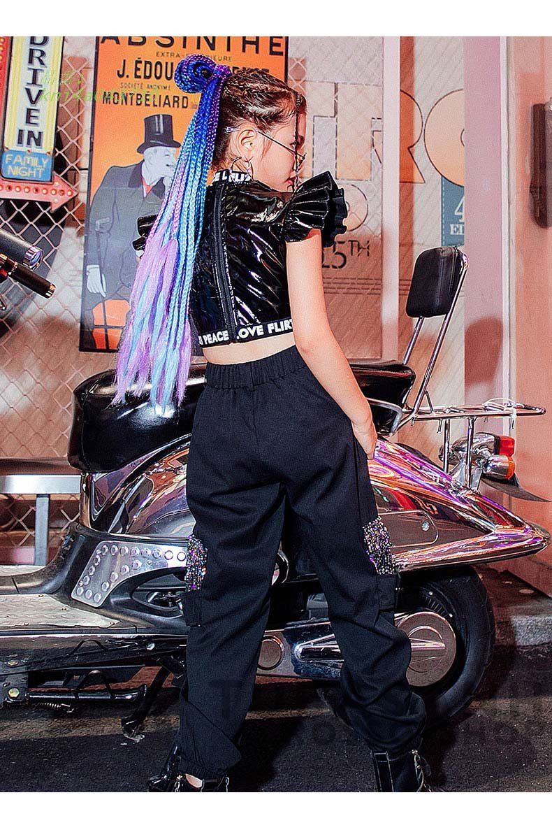 黒紫 スパン花スリーブ