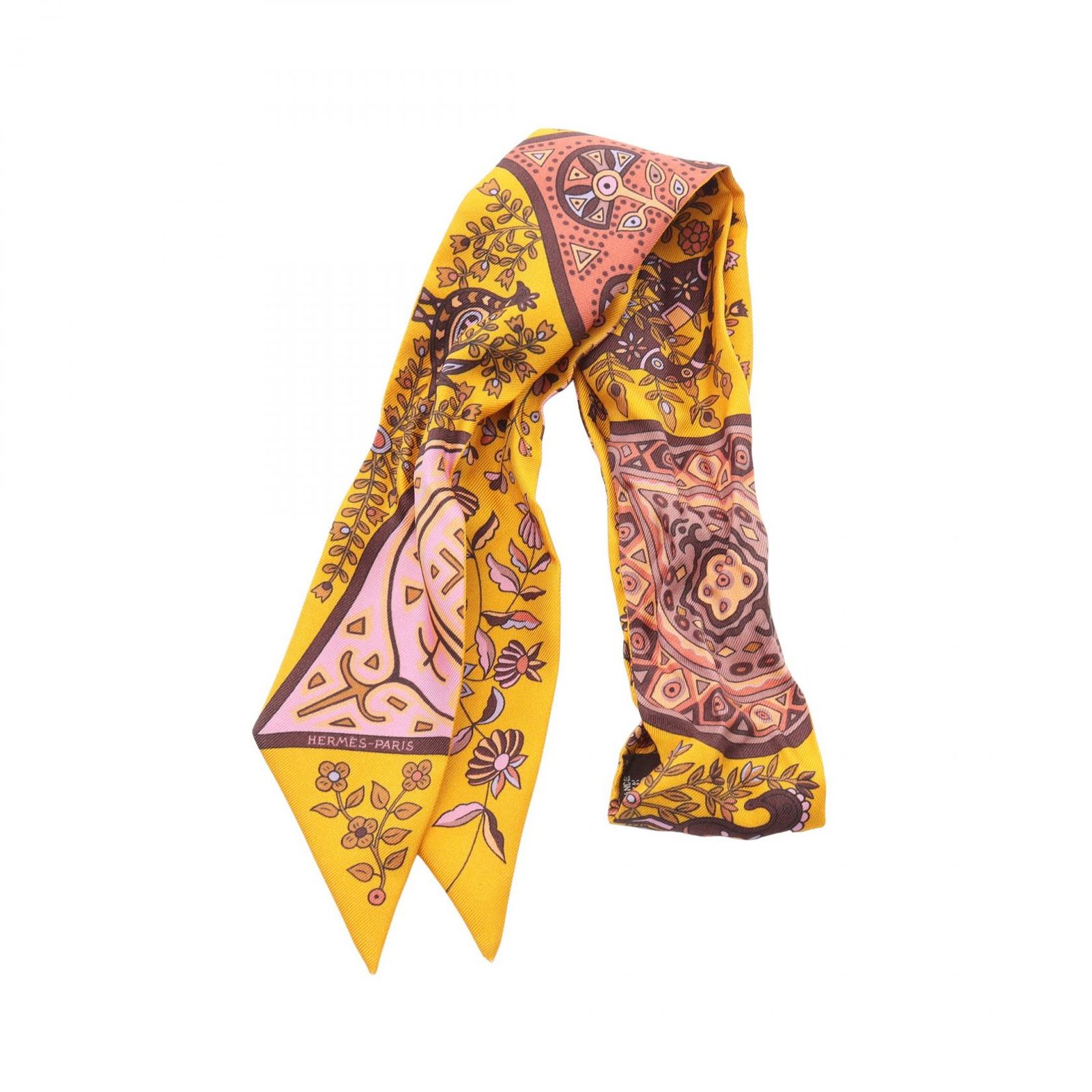 エルメス HERMES スカーフ ツイリー L ARBRE DE VIE イエロー系