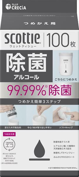 まとめ買い-24点セット スコッティウェットティシュー 除菌 アルコール つめかえ用 日本製紙クレシア