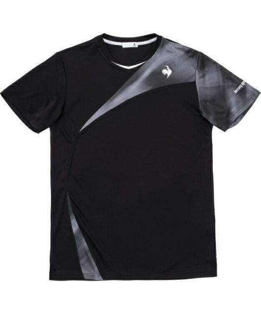 le coq sportif ルコック グラフィックゲームシャツ ブラック M QTMWJA06 BK | 衣類 服 ウエア トップス シャツ 半袖 ショートスリーブ 日よけ 紫外線対策 遮熱 クーリング効果 サンスクリーン テニス