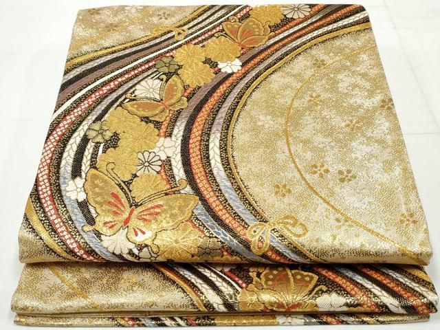 モダンな京袋帯　正絹　美品 袋帯 美品 逸品 六通 正絹