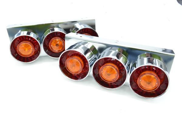 トラックテールランプ 紅黄 丸型３連テールランプ左右set 24Ｖ中型大型 TT-39