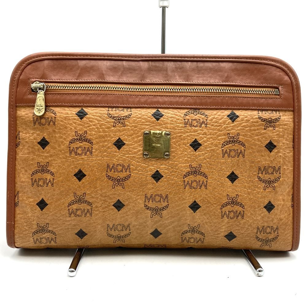 MCM エム シー エム クラッチバッグ セカンドバッグ ヴィセトス柄 レザー ブラウン メンズ レディースファッション