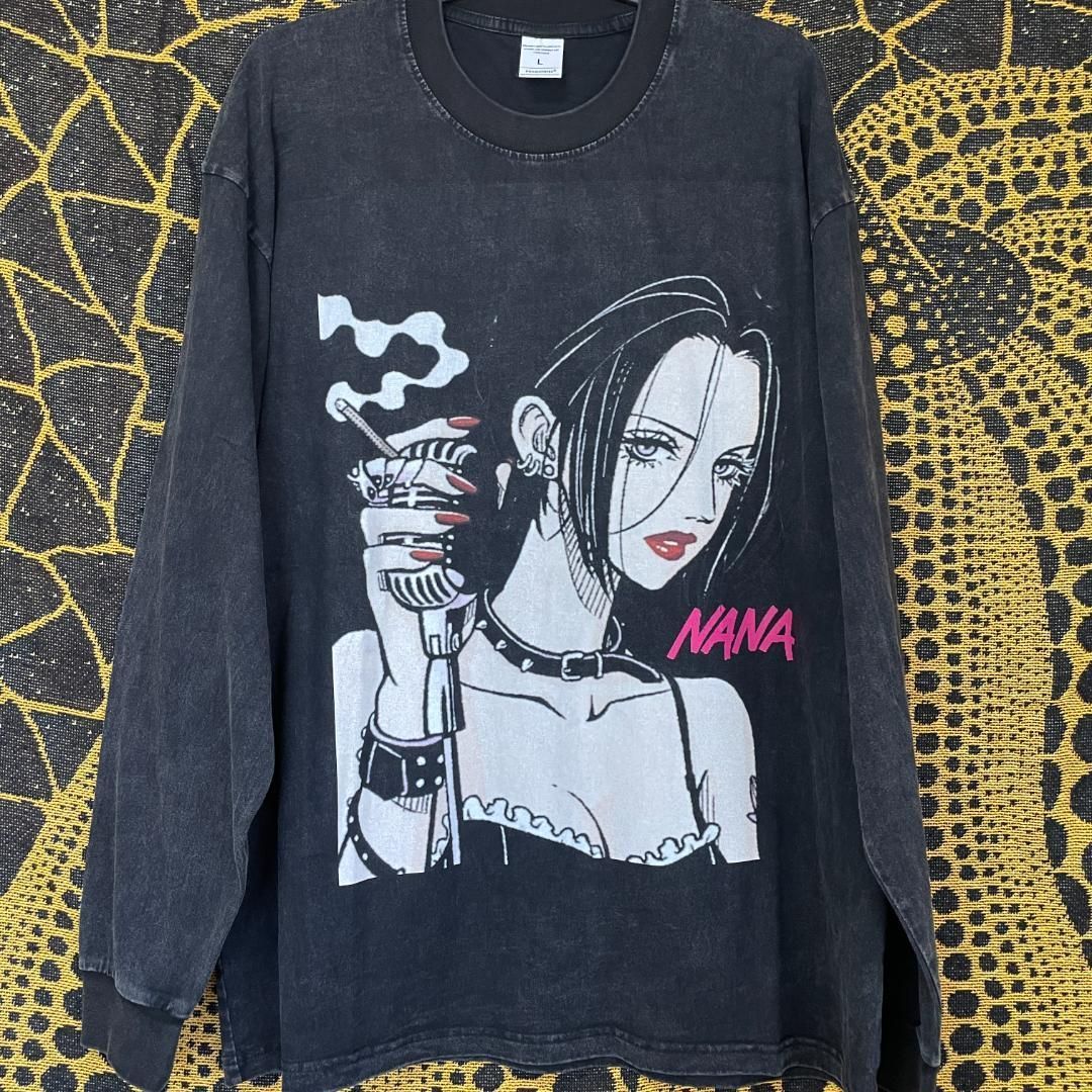 NANA メンズ リプリント Tシャツ 半袖 ケミカルウォッシュ 夏 エモい NANA メンズ リプリント Tシャツ 半袖 ケミカルウォッシュ Lサイズ