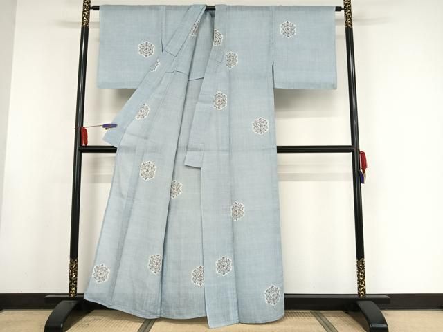 平和屋着物＊夏物　小千谷ちぢみ　菱文　証紙付き　麻　逸品　AABA2920jd 平和屋着物＊夏物 小千谷ちぢみ 菱文 証紙付き 麻 逸品 AABA2920jd