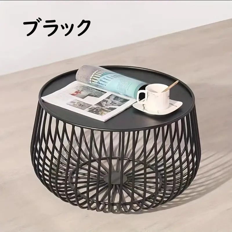 センターテーブル 入れ子式 天板 大理石調サイドテーブル【ブラック＋  