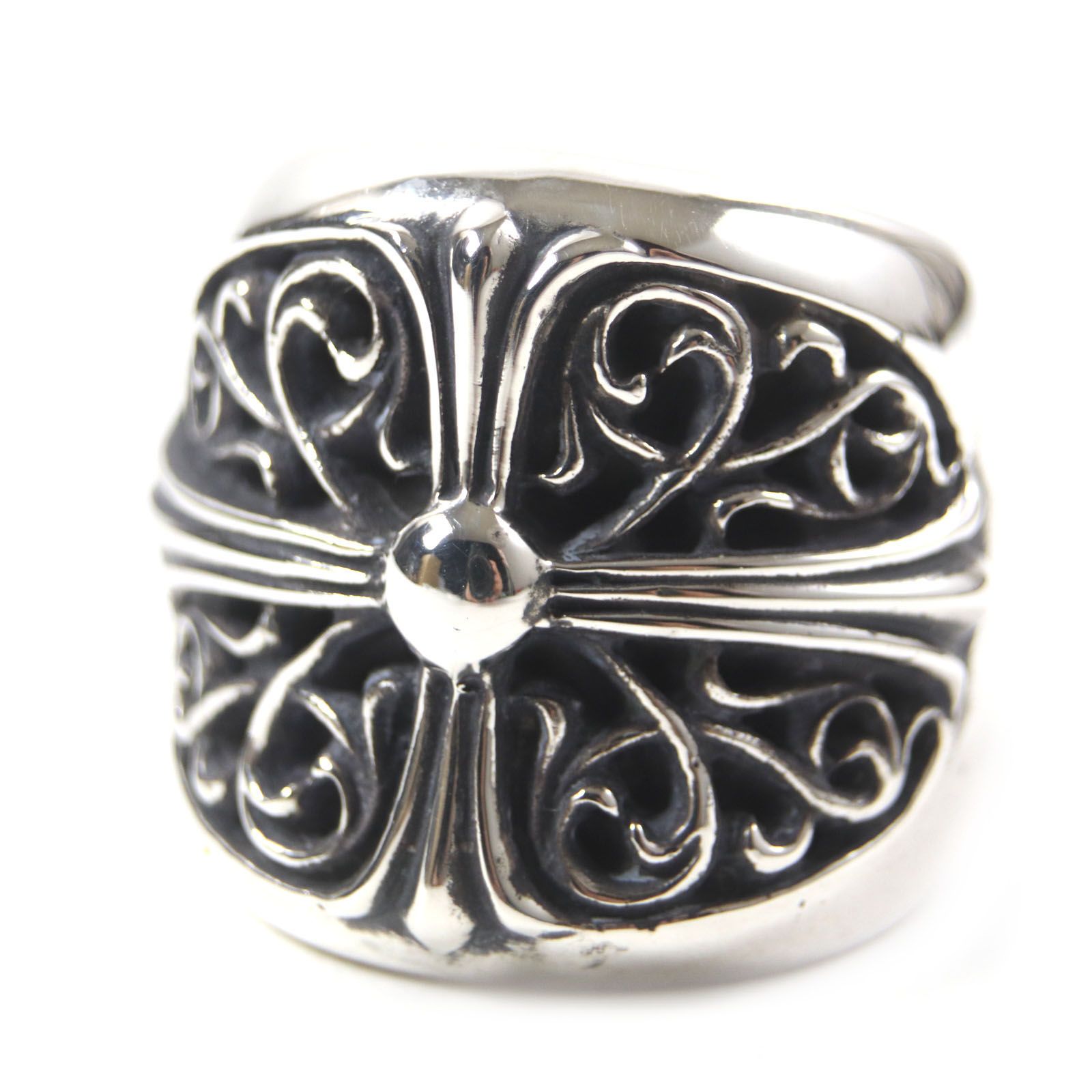 CHROME HEARTS クロムハーツ クラシック オーバルクロスリング 指輪 SV925 シルバー 18号相当 重量40.9g メンズ アクセサリー