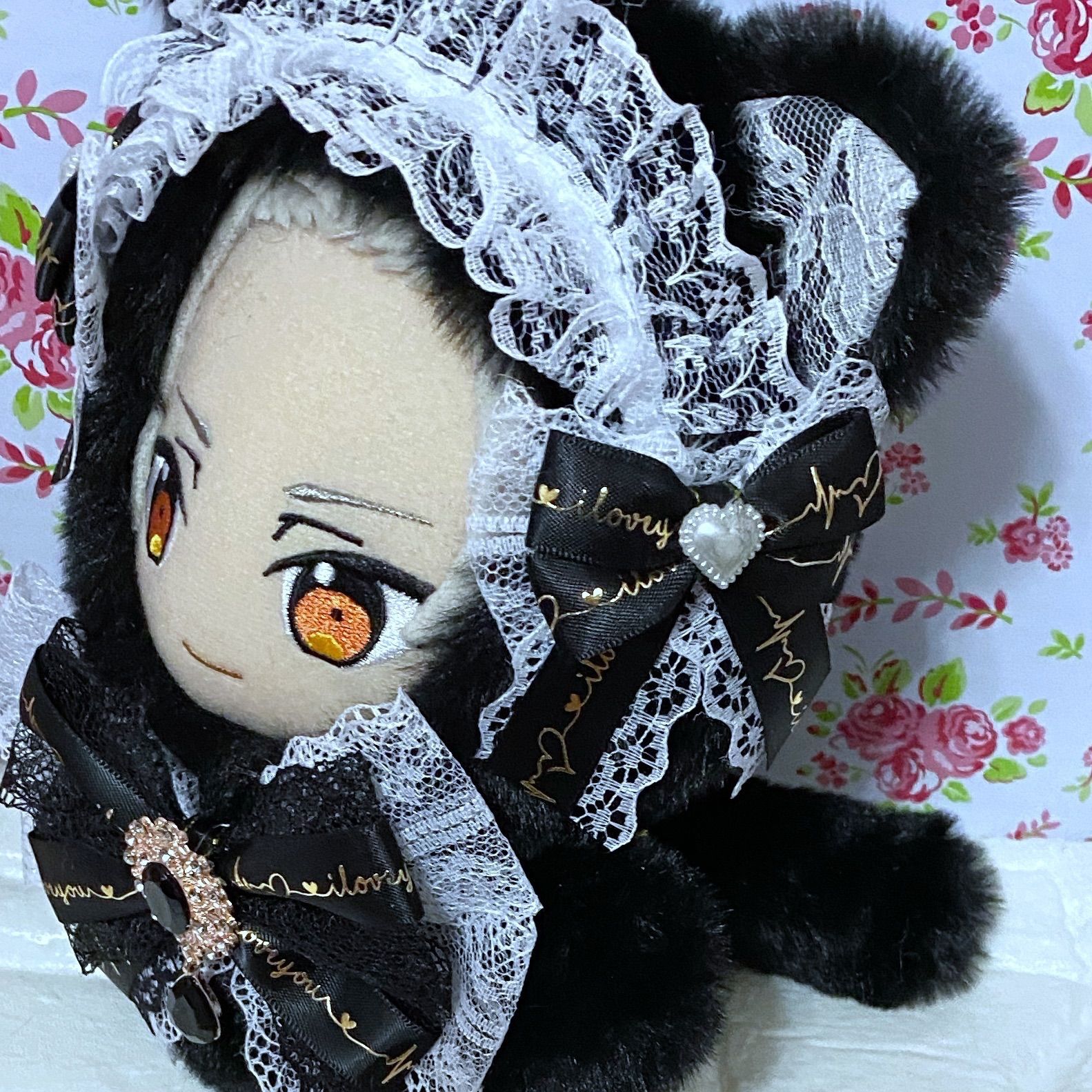 K♡さま あんスタ ぬいぐるみ衣装 着ぐるみぬい服 白×黒リボン 黒猫メイドさん