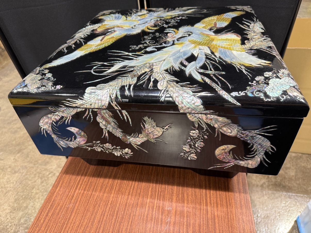 10％クーポン使用可】螺鈿細工 鳳凰 囲碁セット 碁盤 碁石 昭和