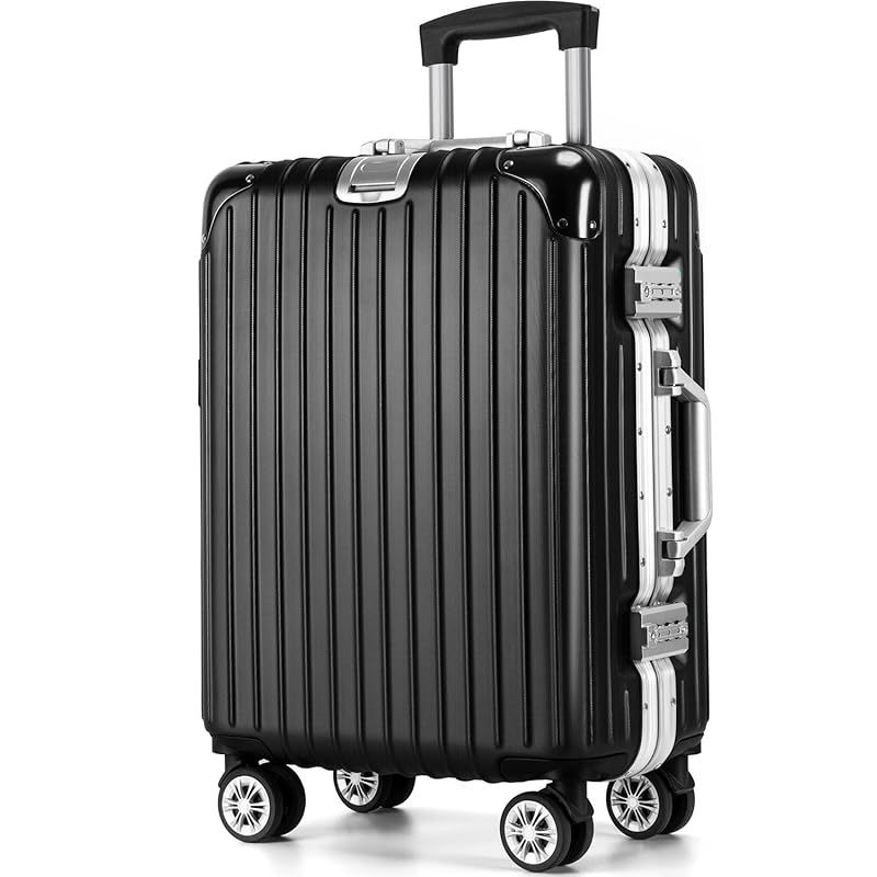 VARNIC スーツケース キャリーケース キャリーバッグ アルミフレーム 大型 静音 ダブルキャスター 耐衝撃 360度回転 TSAダイヤルロック 機内持込 旅行 出張 S ブラック 0