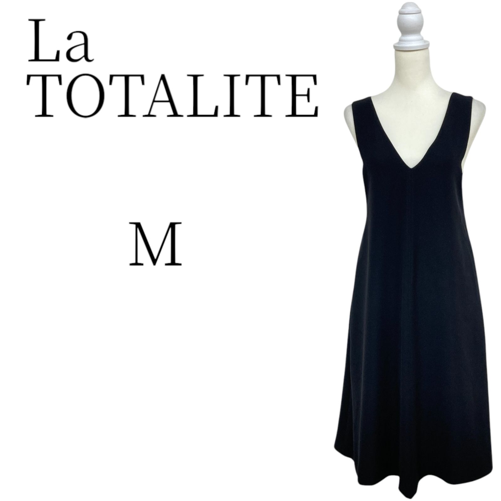 La TOTALITE ラトータリテ ブラック ひざ丈ワンピース パーティー Ｍ HMRMSD2-37
