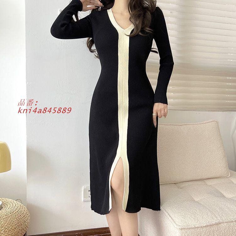 バイニットワンピース Vネック