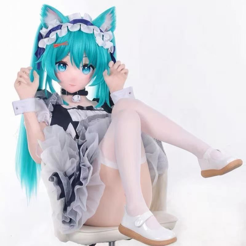 ♥ 鍵付全頭面 ネコ ミク 着ぐるみ マスク 美少女 kigurumi