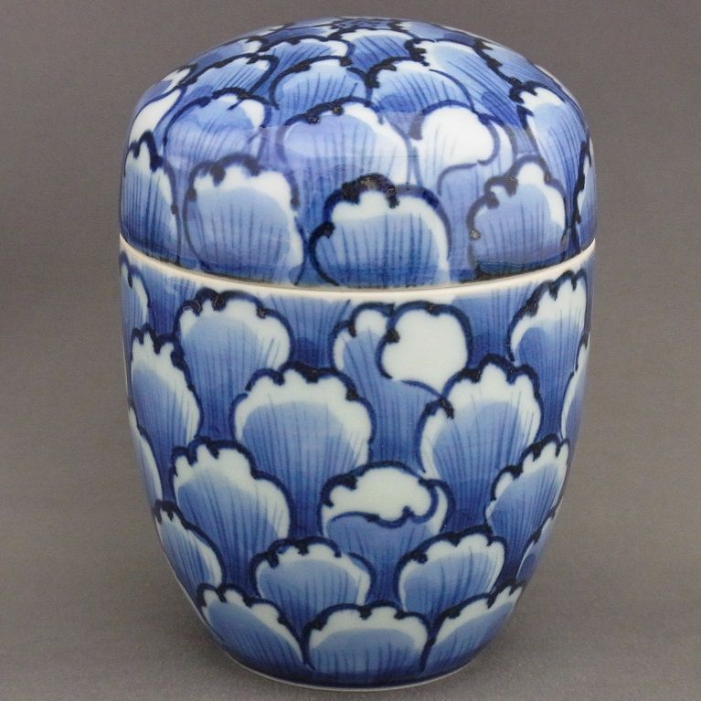 有田 伊万里焼 与山窯 染付花弁紋 棗