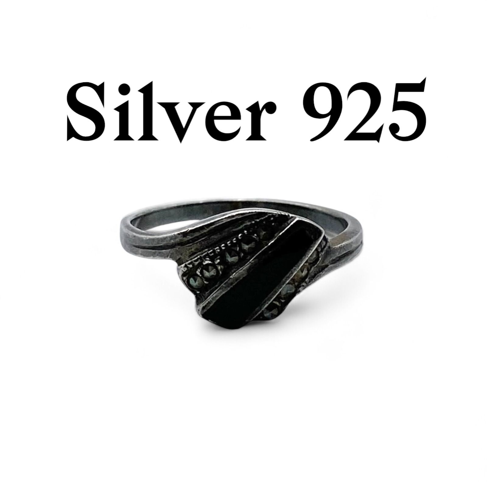 希少 ヴィンテージ シルバー 925 アンティーク アメリカ オニキス インレイ