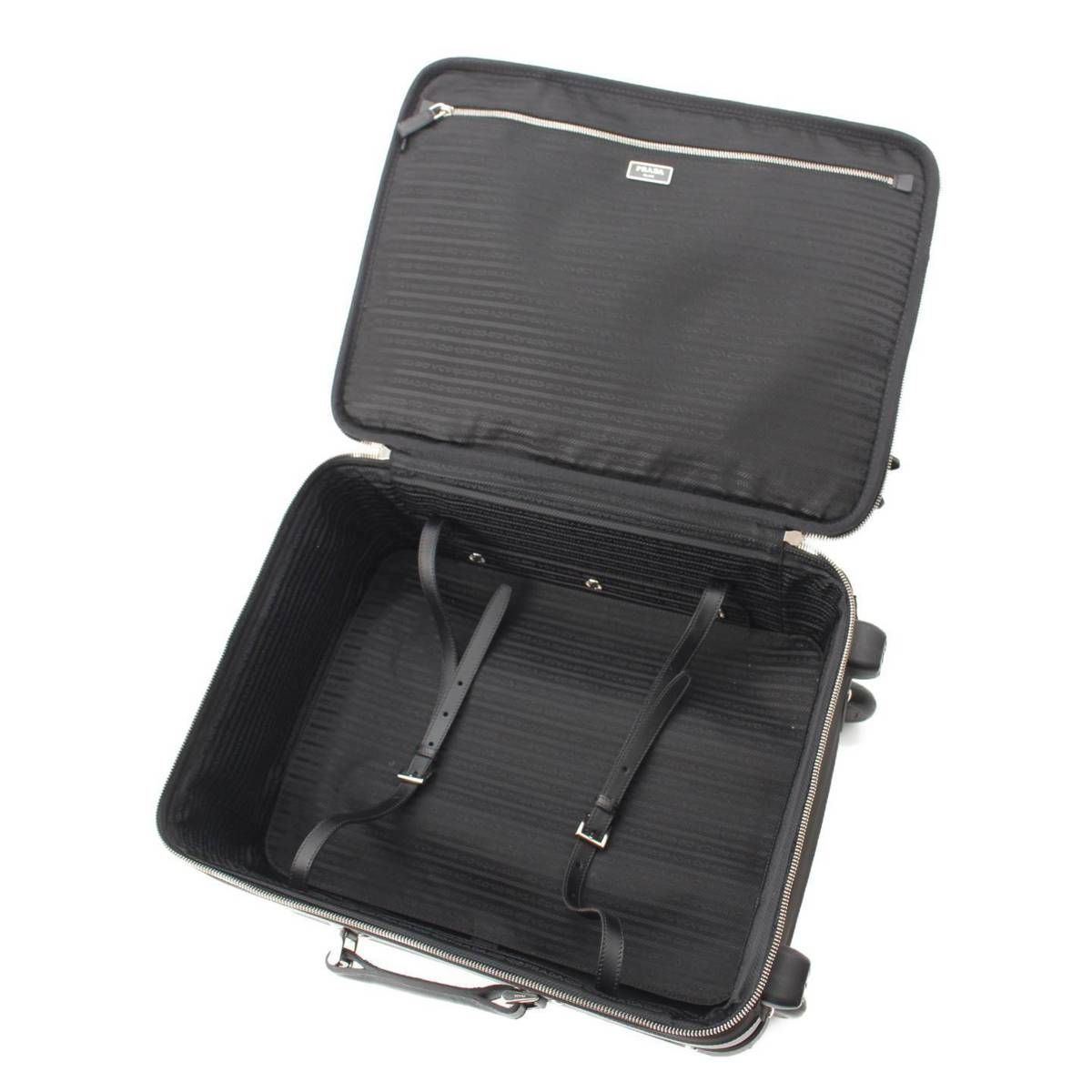 プラダ テスート×サフィアーノ キャリーケース ブラック ※表面に