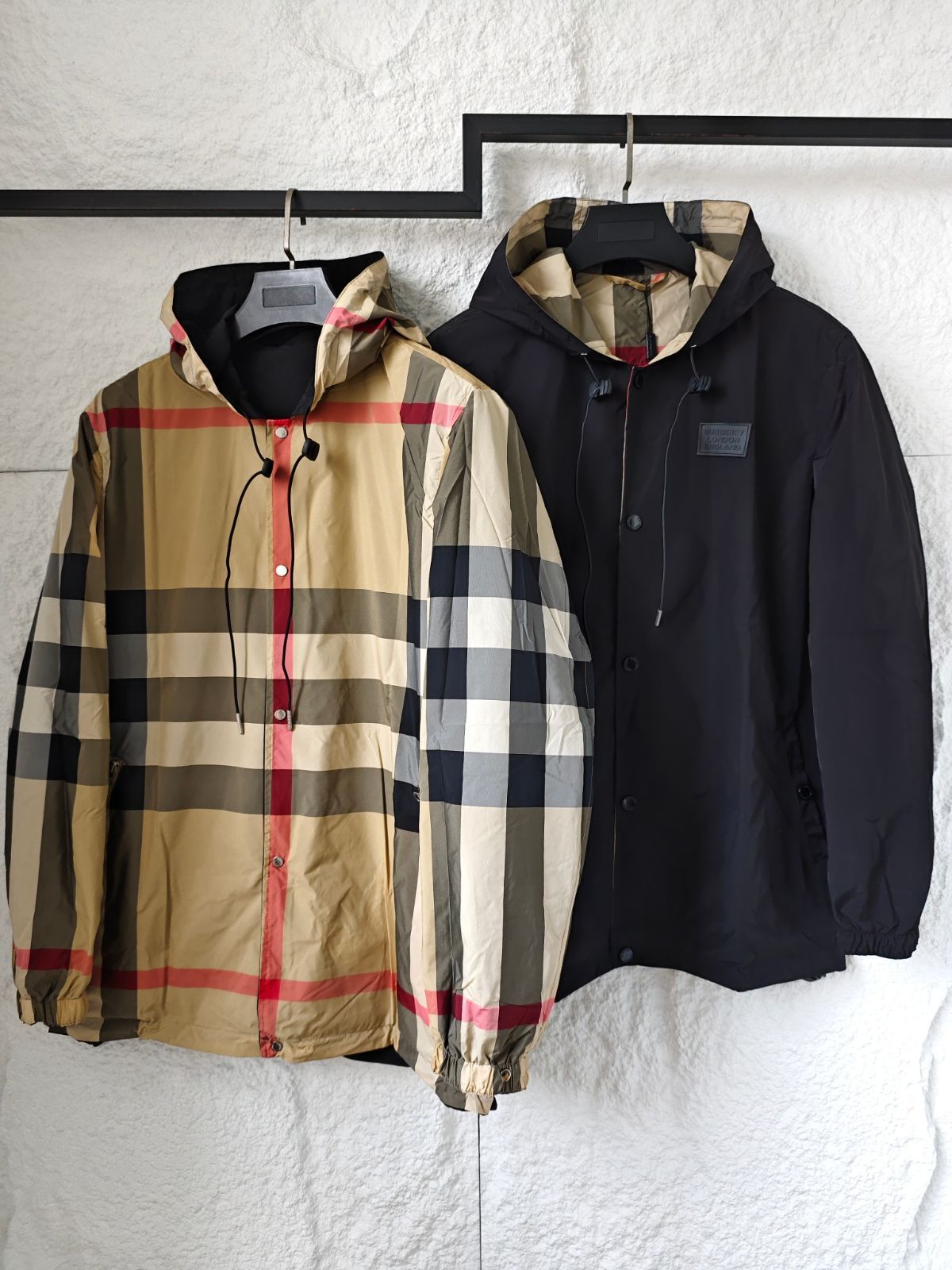 【リバーシブル♪】Louis Vitton チェック フード ジャケット BURBERRY風 リバーシブル チェック フードジャケット [本日特価