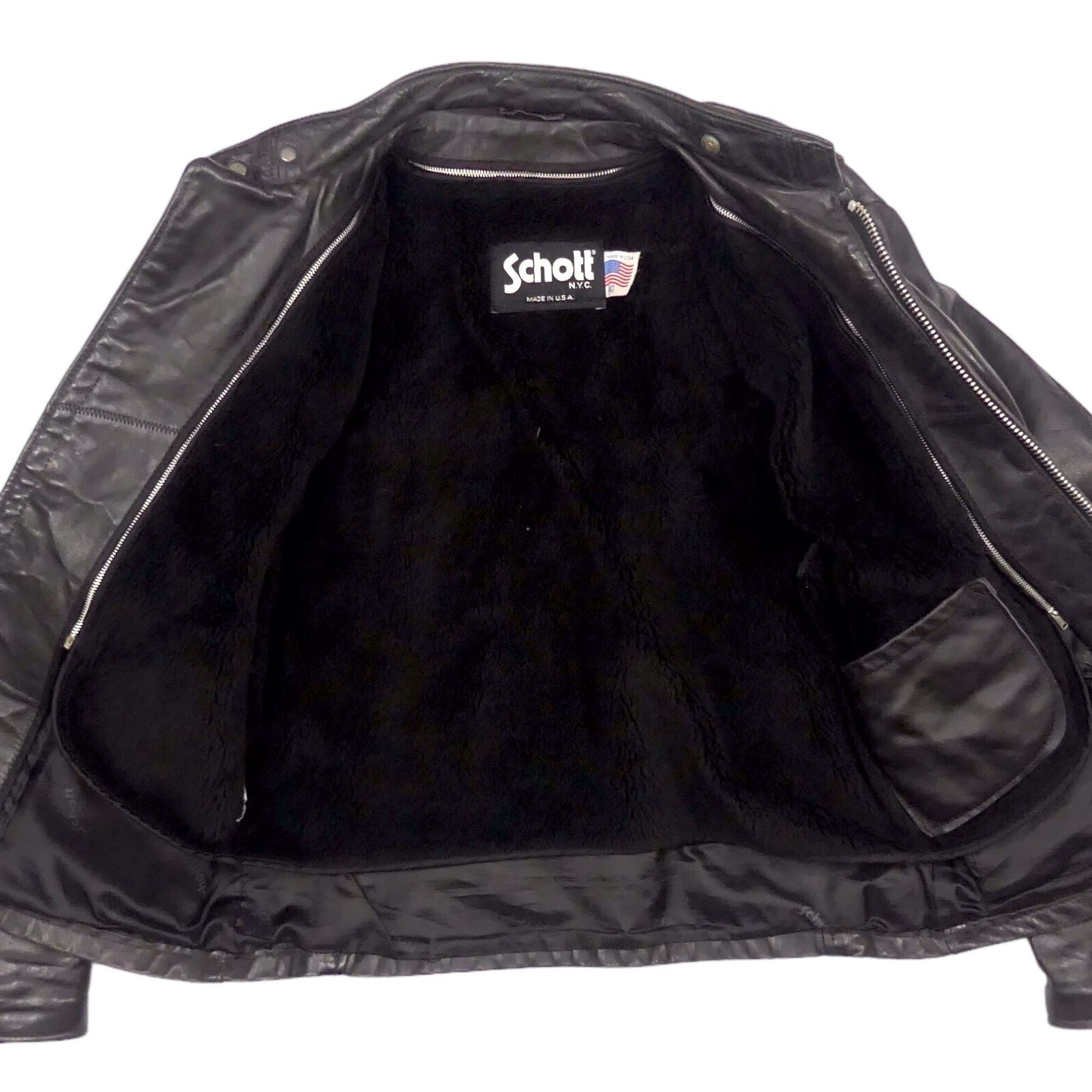 Schott ショット ライダースジャケット シングル メンズ 40 黒