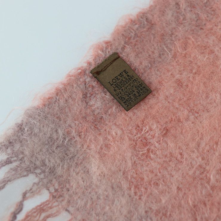 ロエベ LOEWE モヘアマフラー　ピンク　刺繍　アナグラム LOEWE ロエベ マフラー モヘア73％ ウール27％ ピンク系