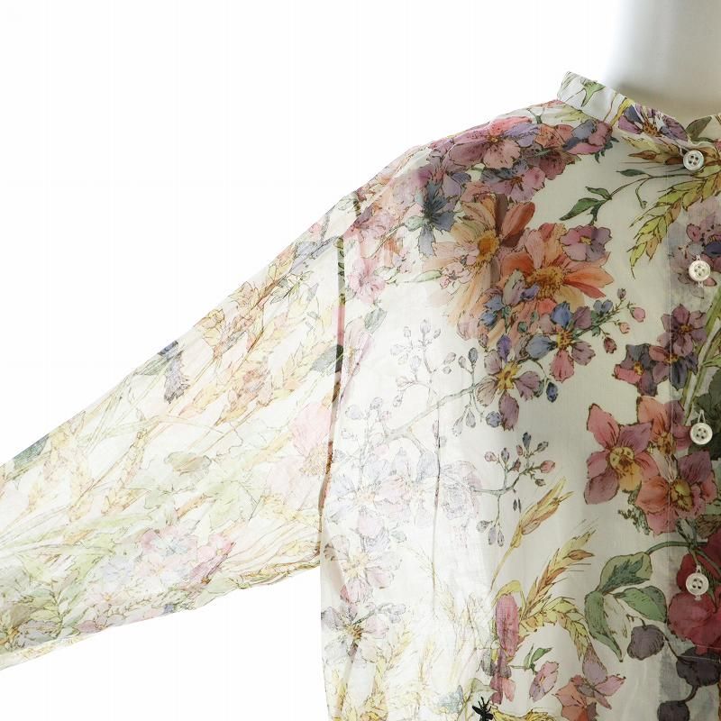 クリスチャンディオール Christian Dior Dior 4 Saisons Ete ロングブラウス シャツ 長袖 ロゴ 花柄 Bee 刺繍 36 S マルチカラー クリスチャンディオール Christian Dior Dior 4 Saisons Ete
