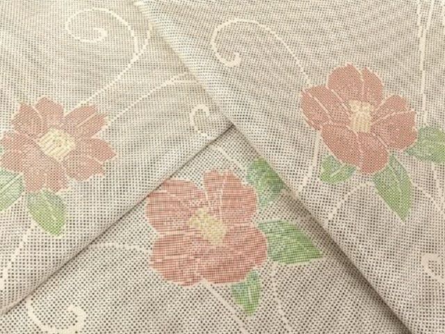 平和屋着物○本場大島紬 泥染め 一元7マルキ 花唐草間道 正絹