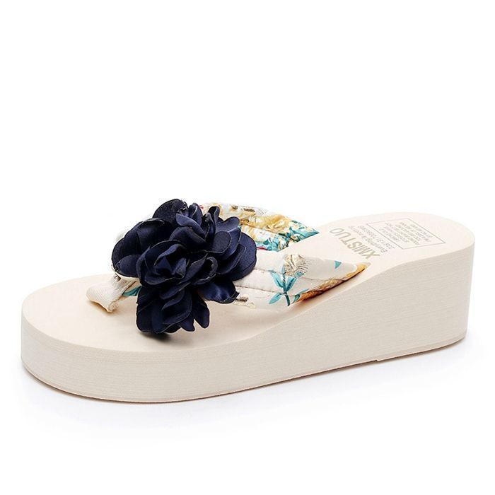 厚底 ビーチサンダル レディース 花柄 軽い トングサンダル 歩きやすい ヒール 海 痛くない 女の子 旅行 美脚 性用 履き心地 おしゃれ かわいい 軽量 滑り止め 夏 wanlong06