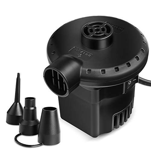 AC電源-130W Deeplee 電動エアーポンプ 空気入れ 給気&排気両対応 コンセント式 AC100V 家庭用 エアーベッド ビニールプール 浮き輪 うきわ ゴムボート 便利 130W消費電力 専用ノズル付 付 PSE認証済み 日本語説明書あり