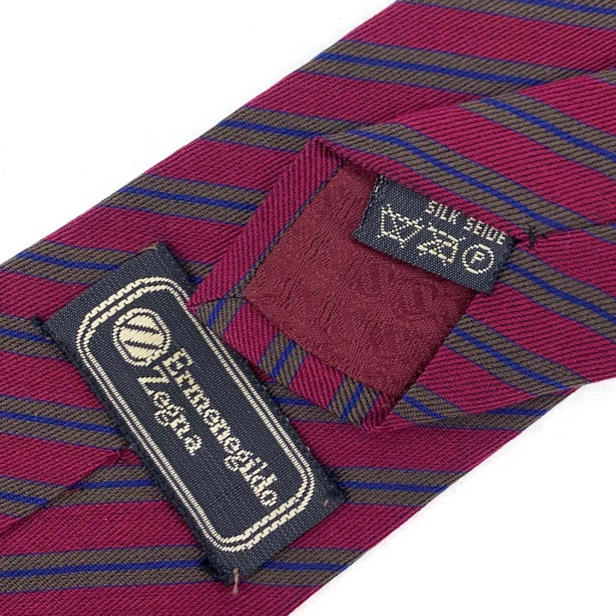 【美品】Ermenegildo Zegna ゼニア　ネクタイ　レジメンタル 美品 エルメネジルドゼニア ネクタイ ハイブランド レジメンタル