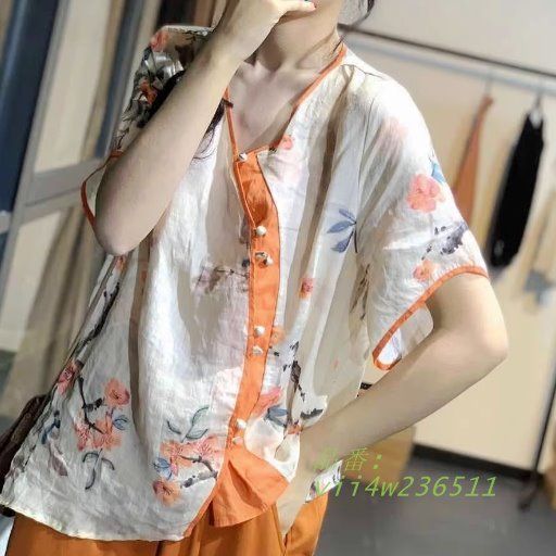 レディース トップス ブラウス 5分袖 Vネック 透け感 ゆったり カジュアル 大人 アガー存在感 おしゃれ レトロ かわいい カント 薄手 vii 4 w 236511