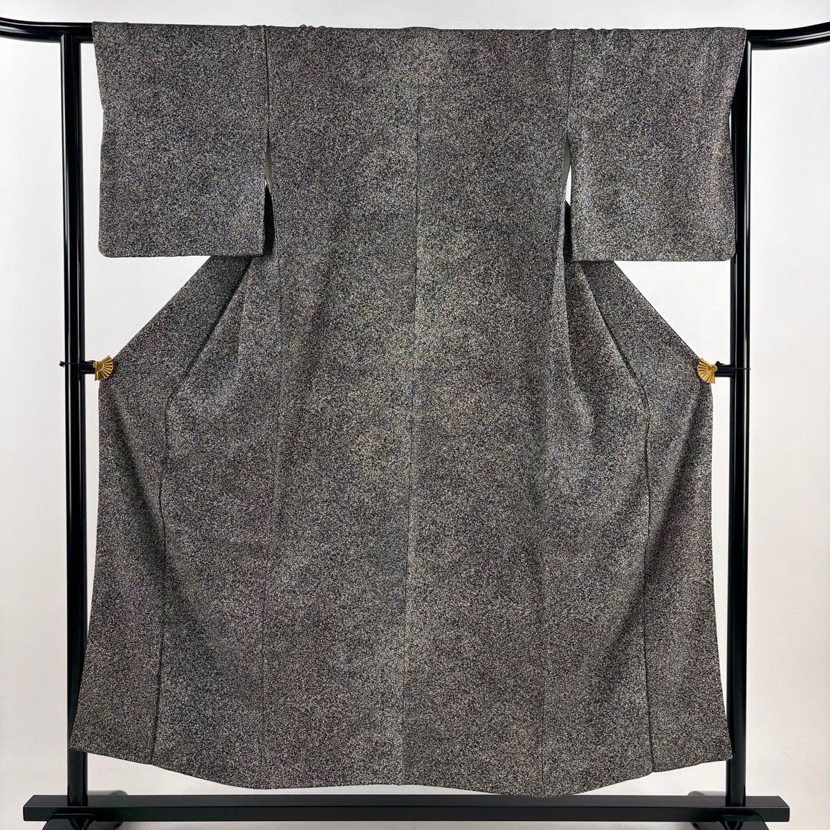 小紋 身丈152.5cm 裄丈64cm M 袷 幾何学模様 黒灰 正絹 秀品