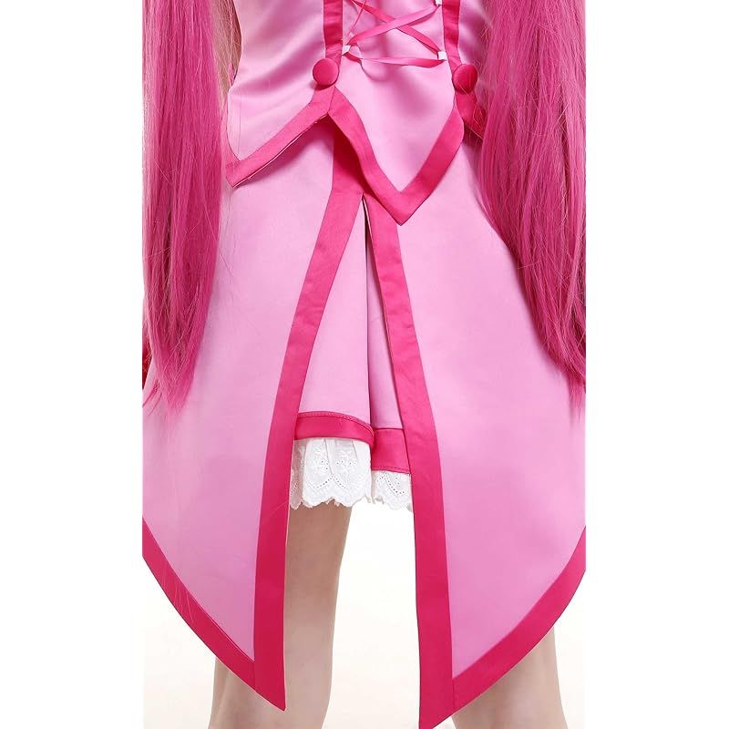 【ホットアイテム】 Miccostumes 女性 アニメ コスチューム 学生 魔女 コスプレ 衣装 フルセット ピンク トップス スカート 髪飾り かわいい L 1