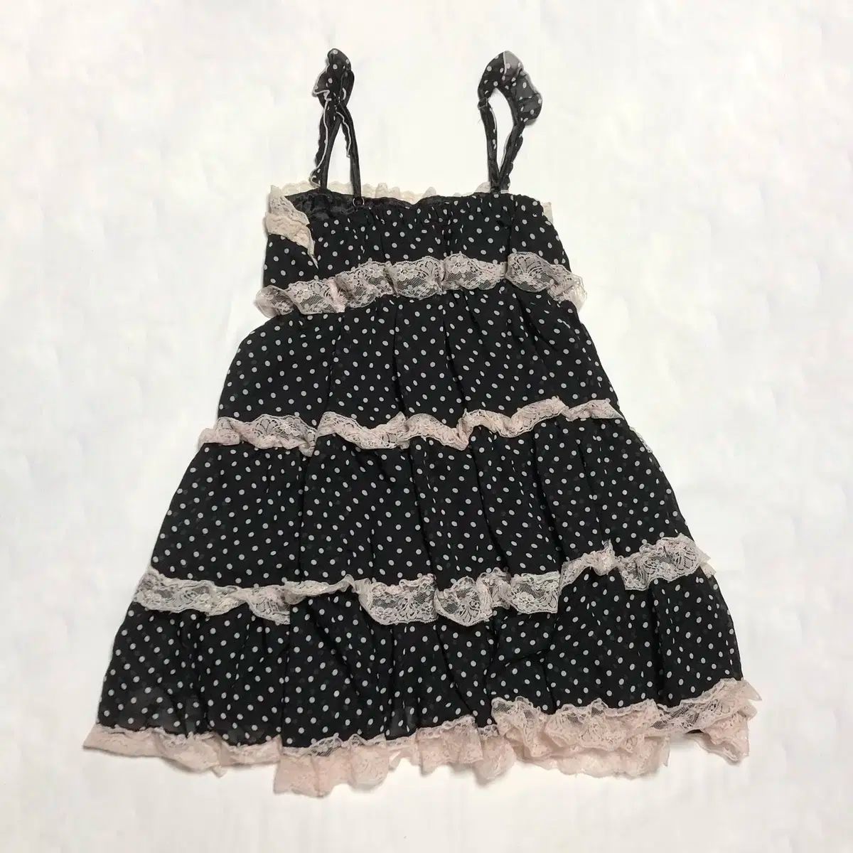 tralala ドット レース ワンピース 黒