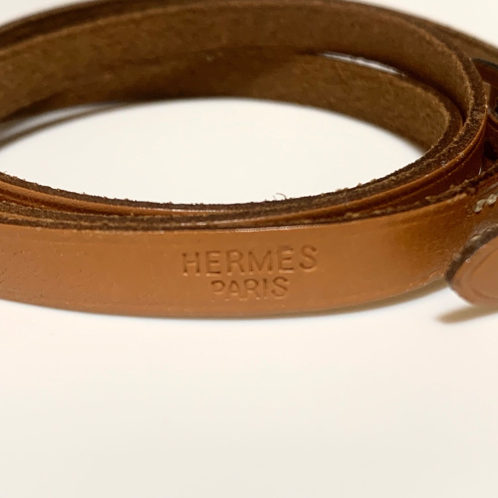 HERMES エルメス アピ３ ブレスレット レザー メタル ブラウン