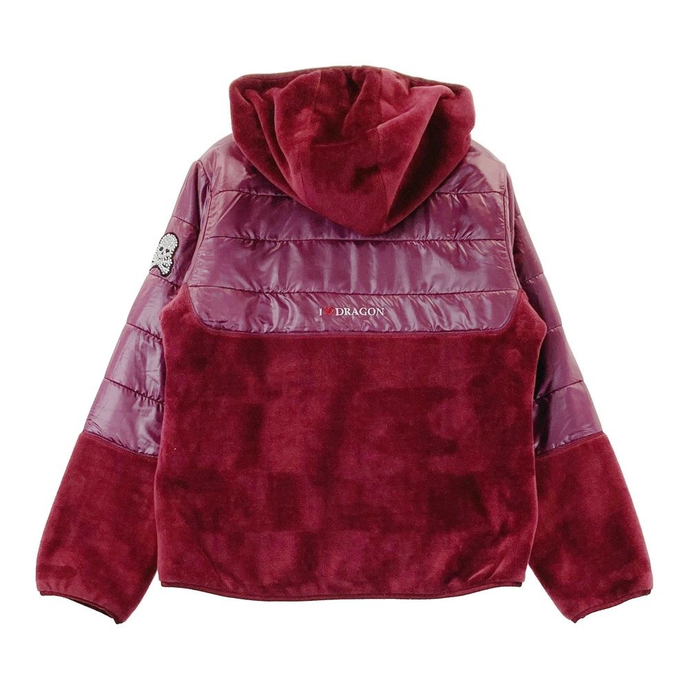 サイズ 2 DANCE WITH DRAGON ダンスウィズドラゴン リバーシブル ボア 中綿ジップジャケット ×シルバー パープル系 240101503175 ゴルフウェア レディース ストスト
