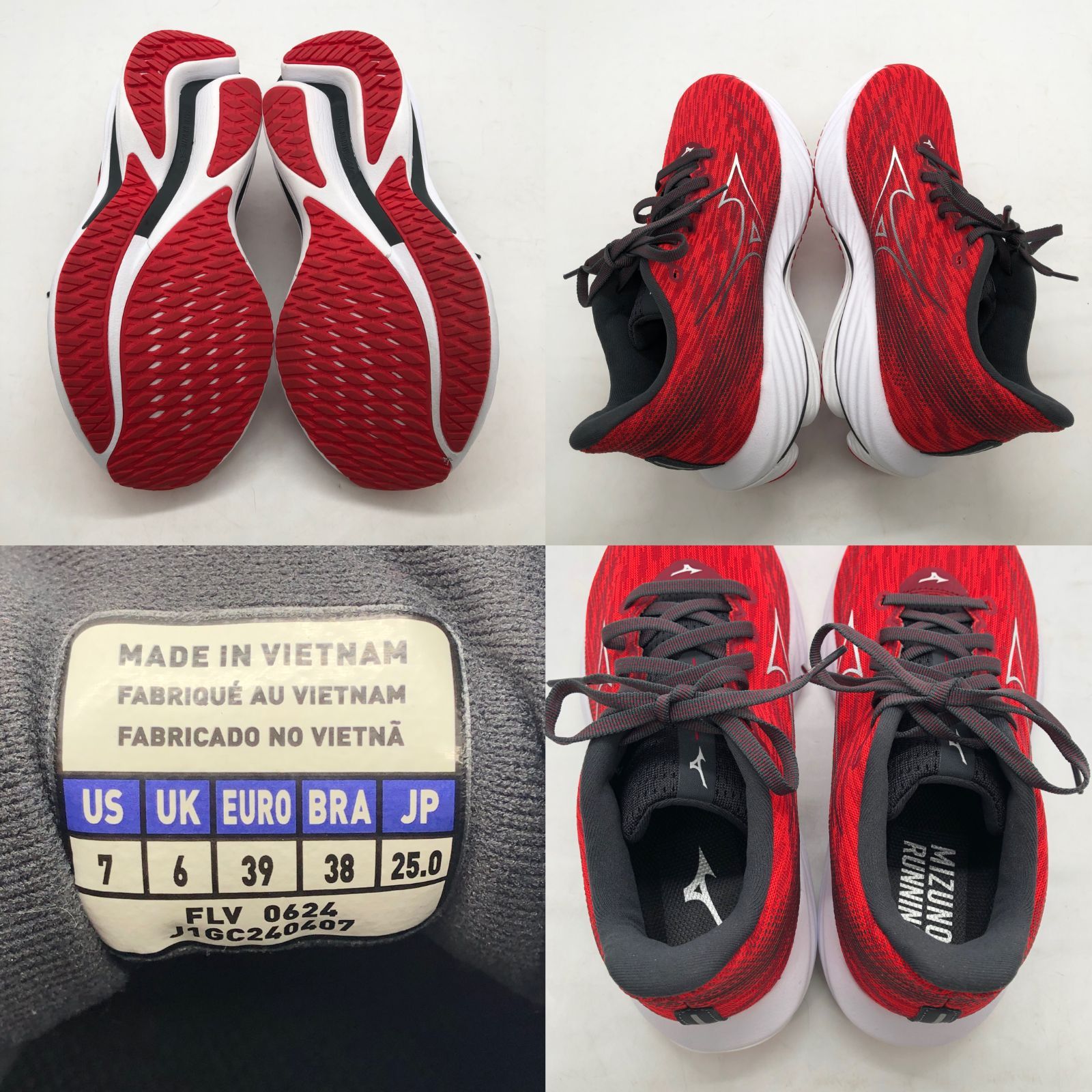 ◎I594 mizuno ミズノ ウェーブライダー28 25.0㎝ 赤 黒 (ma) - メルカリ