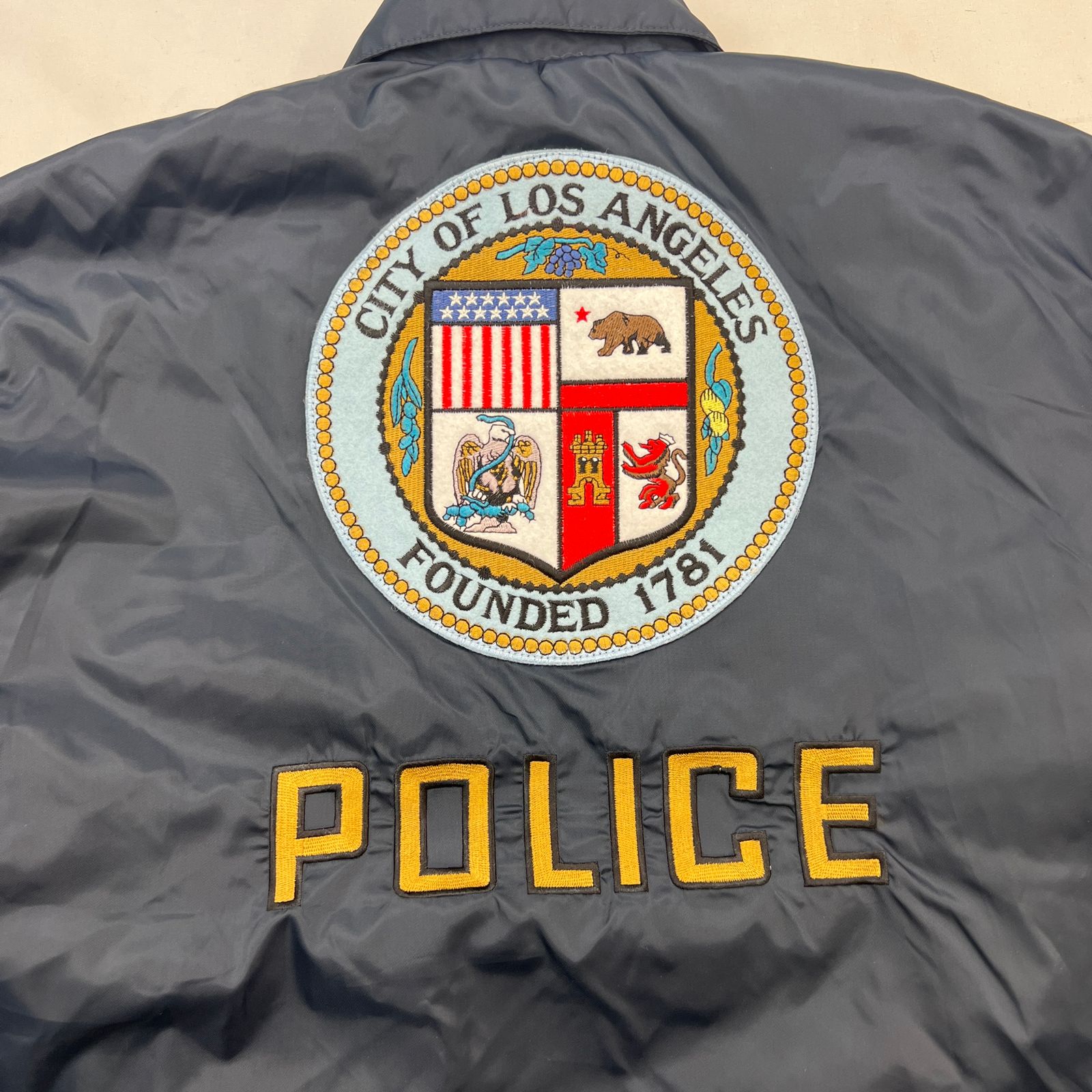 NYPD 実物 コーチジャケット XL USA製 警察 ネイビー ワッペン 古着