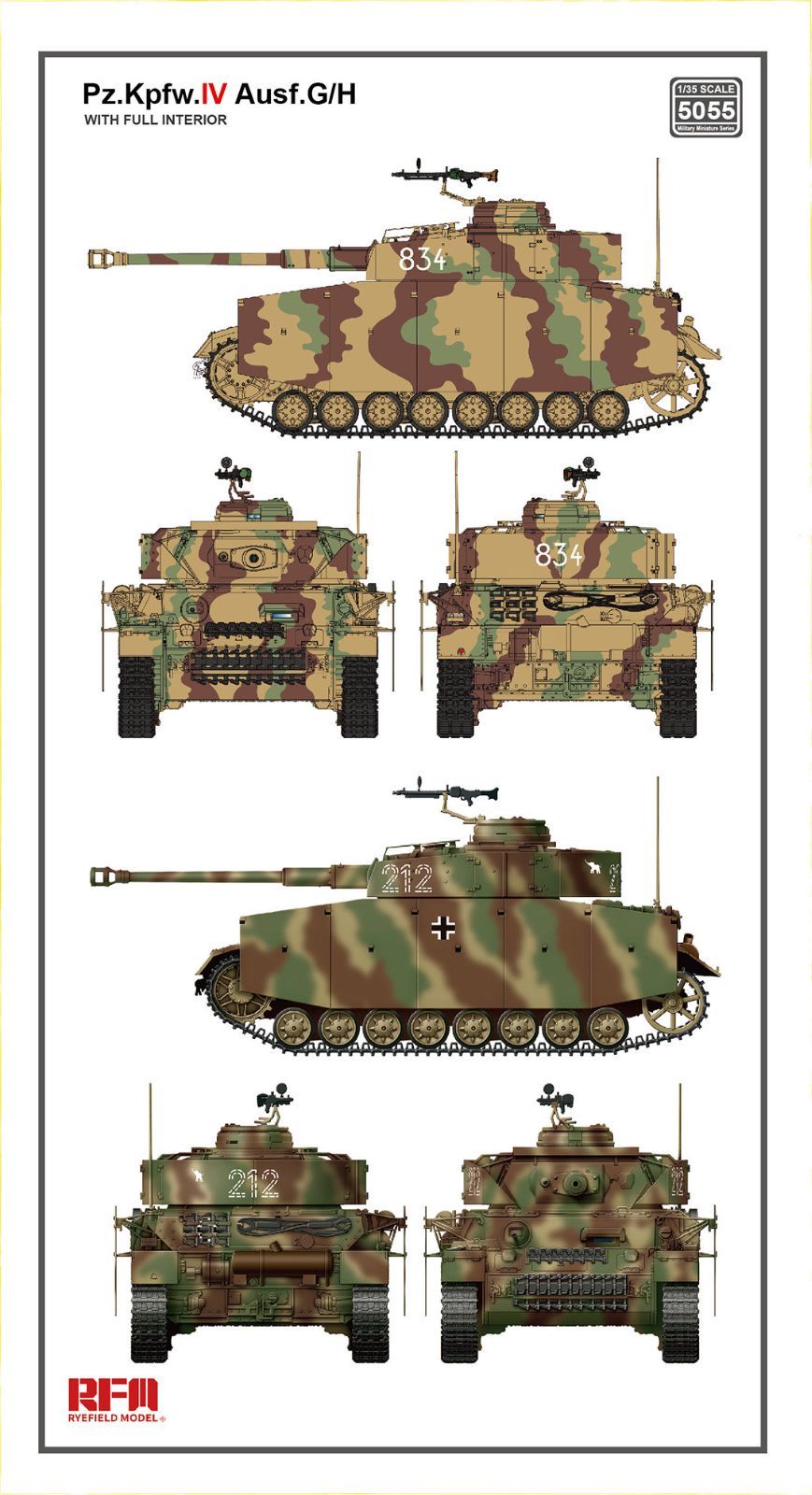 【新品】ライフィールドモデル RFM RM-5055 1/35 WWII ドイツ IV号戦車G/H型 フルインテリア