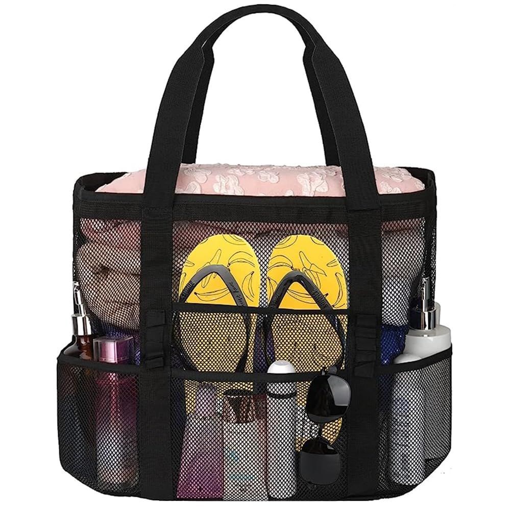 まもなく終了 BACISEN プールバッグ 大容量 ビーチバッグ 大人 メッシュバッグ 丈夫 温泉バッグ 水泳バッグ 海用バッグ ポケット付き 折り畳み 男女兼用 旅行 銭湯 バッグ