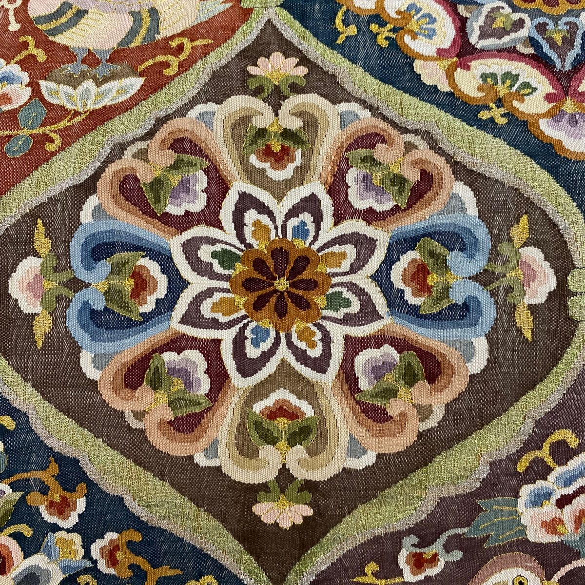 袋帯 華文 向かい鳥 金銀糸 金色 お太鼓柄 正絹