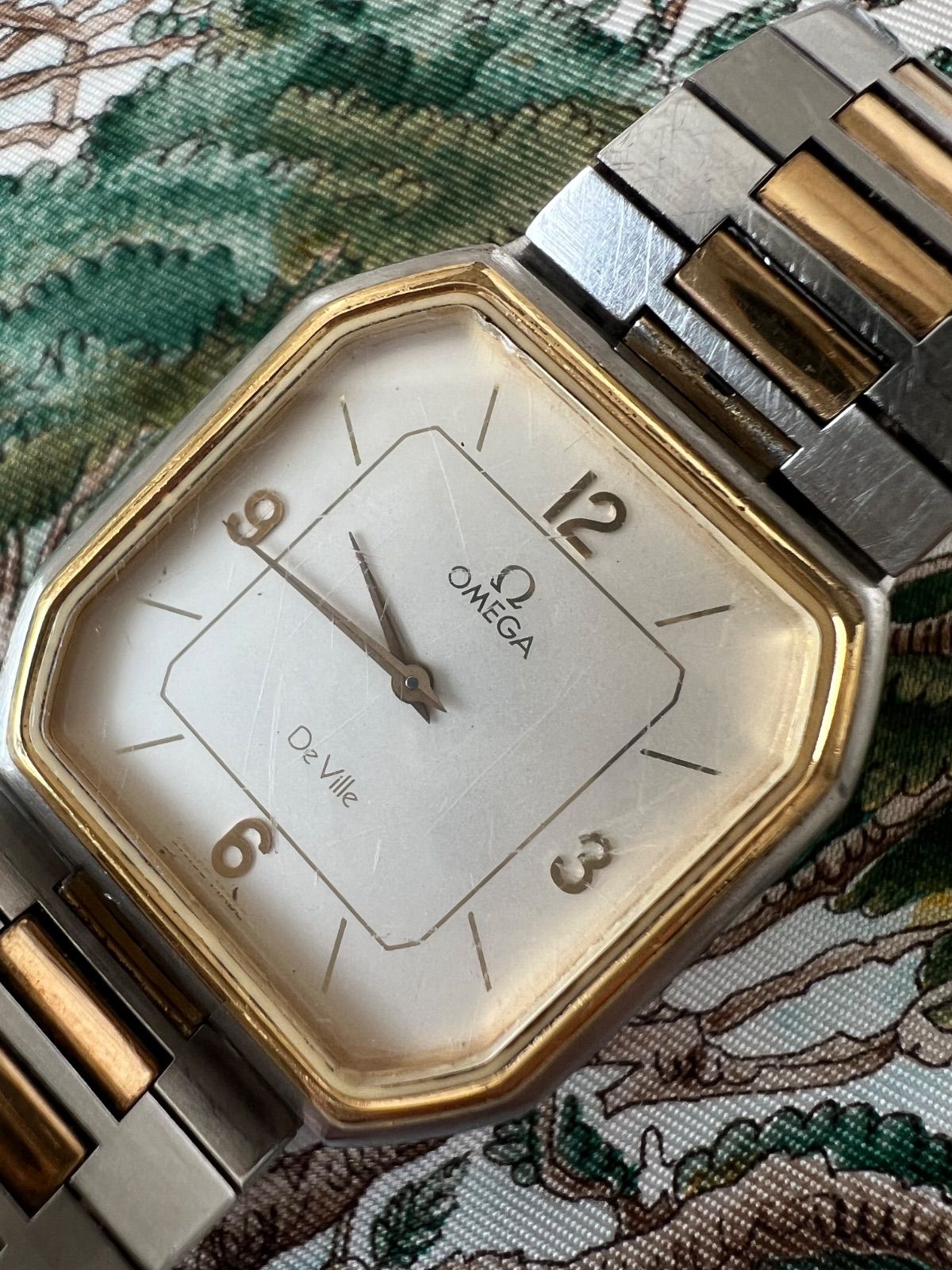 オメガ デビル スクエア メンズ コンビ クオーツ 稼働品 時計 OMEGA